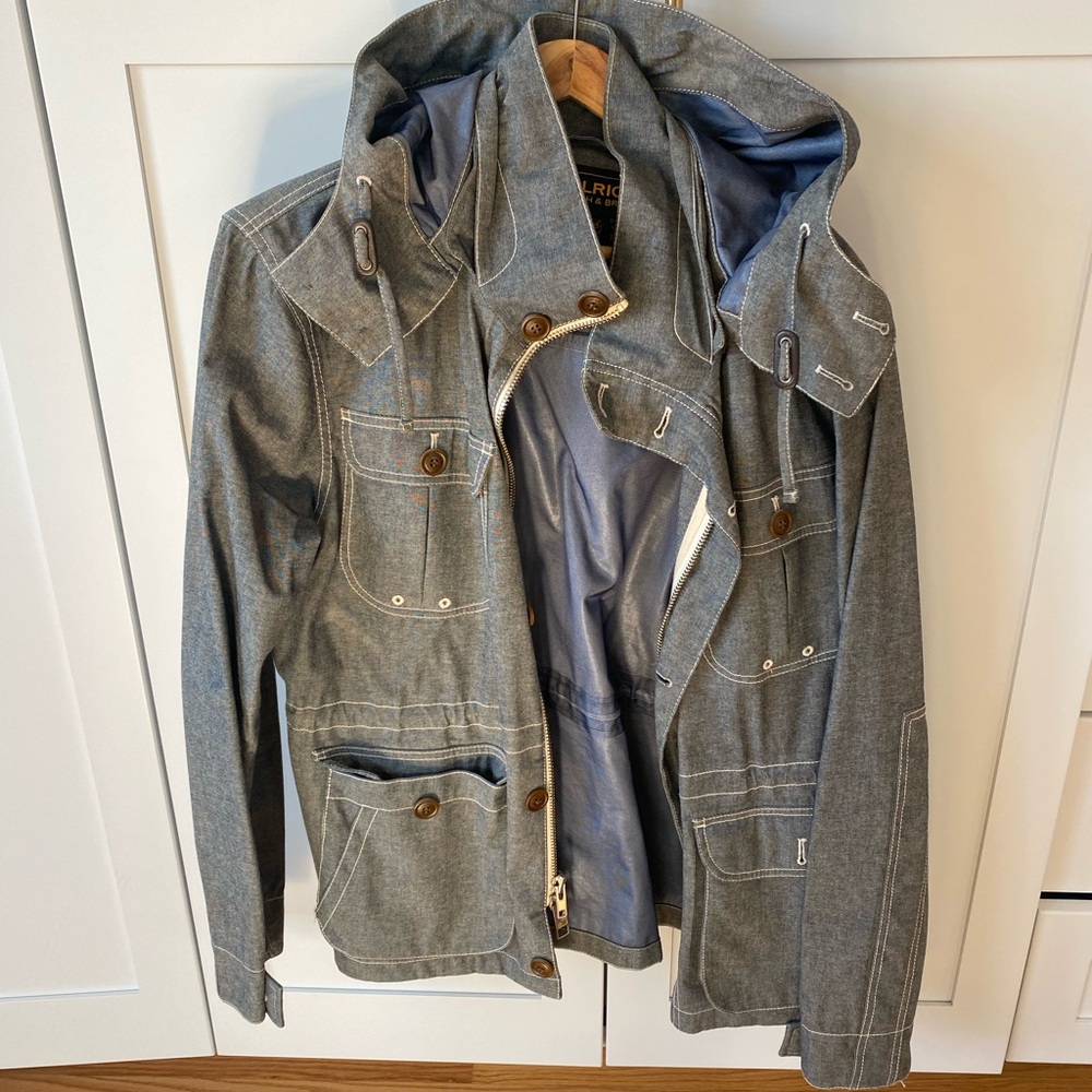 Woolrich John Rich & Bros Hooded Utility Jacket Blue Chambray (J.Crew) size L